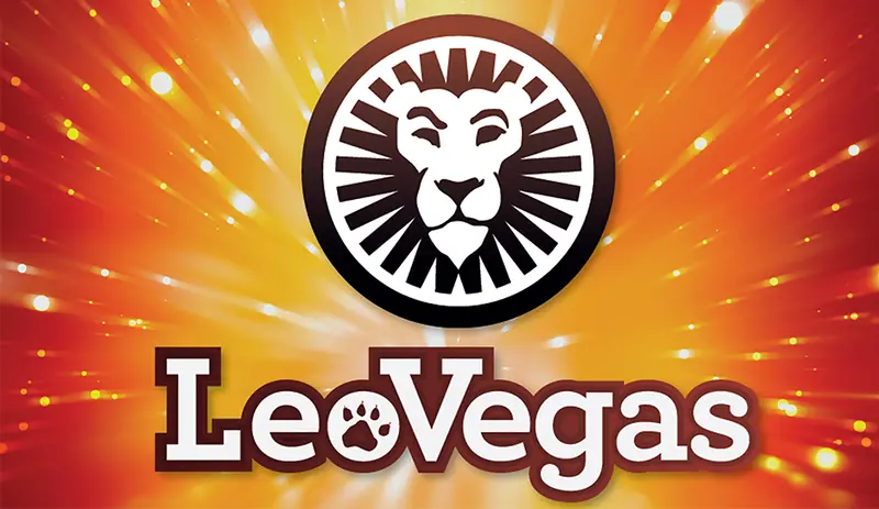LeoVegas lion logo on an orange burst